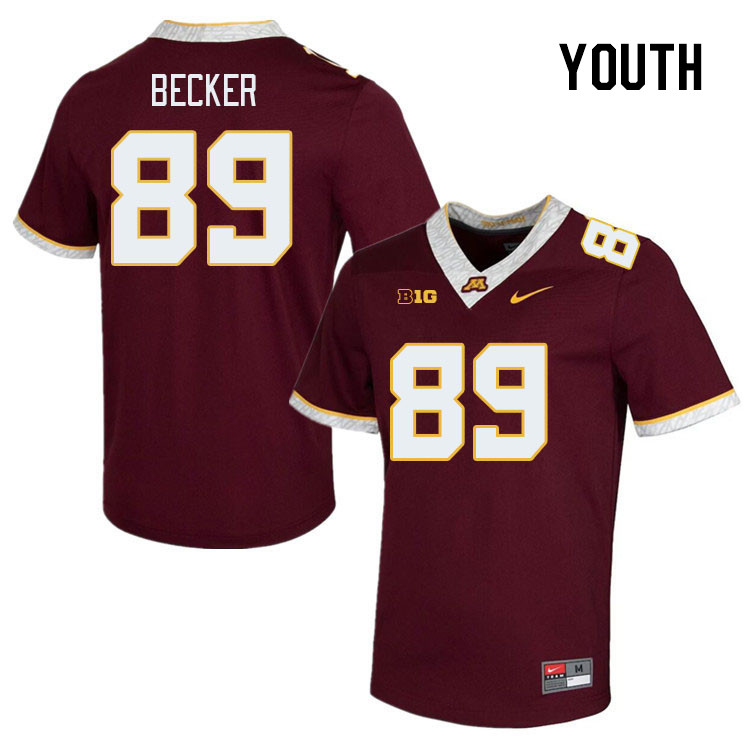 Youth #89 Nate Becker Minnesota Golden Gophers College Football Jerseys Stitched-Maroon